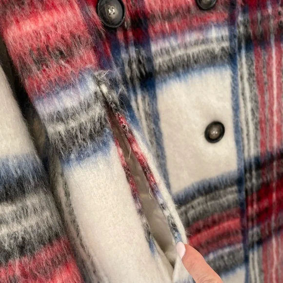 ASOS Red and Blue Plaid Trench Coat - Picture 8 of 16